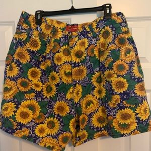 High waisted Vintage Sunflower Denim Shorts